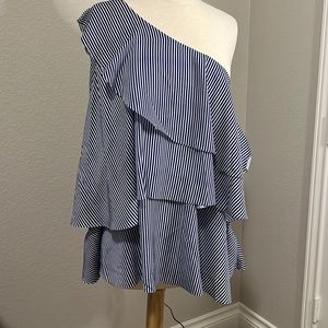 Banana Republic Tiered One-Shoulder Striped Top